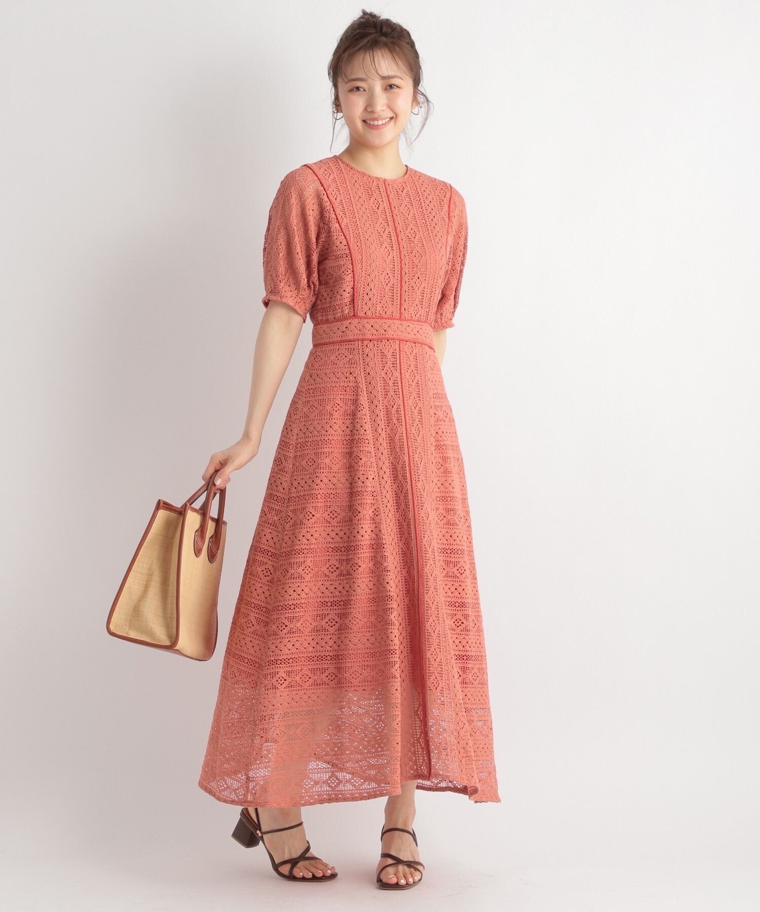 Andemiu レースパイピングワンピース
