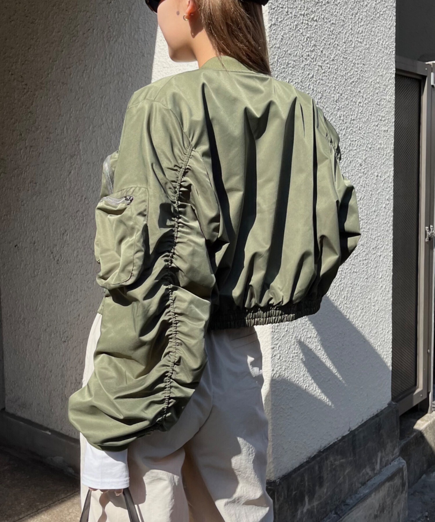 SHAGGIE 袖ギャザーショートミリタリーMA-1