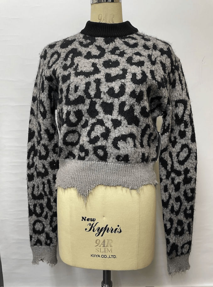 alkaa Acne Studios　レオパードジャガードダメージヘムモックネックニット