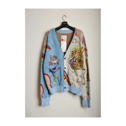 SEVESKIG SEVESKIG vs RIDAWO Six-Color Jacquard Knit Cardigan