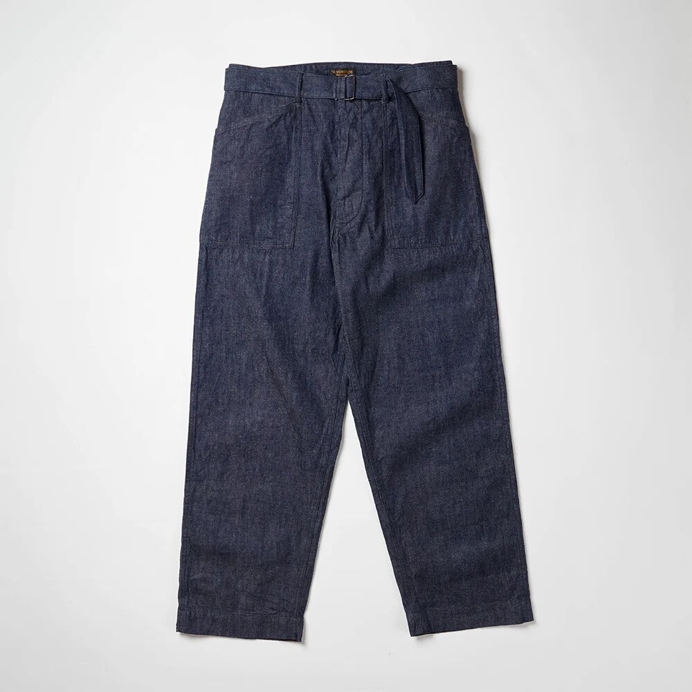 A VONTADE Utility Trousers W/Belt -10oz Selvdge Denim-