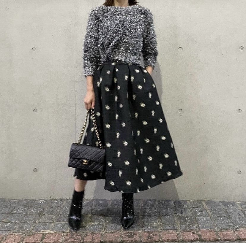 SAAAGE boutique タックジャガードフレアスカート