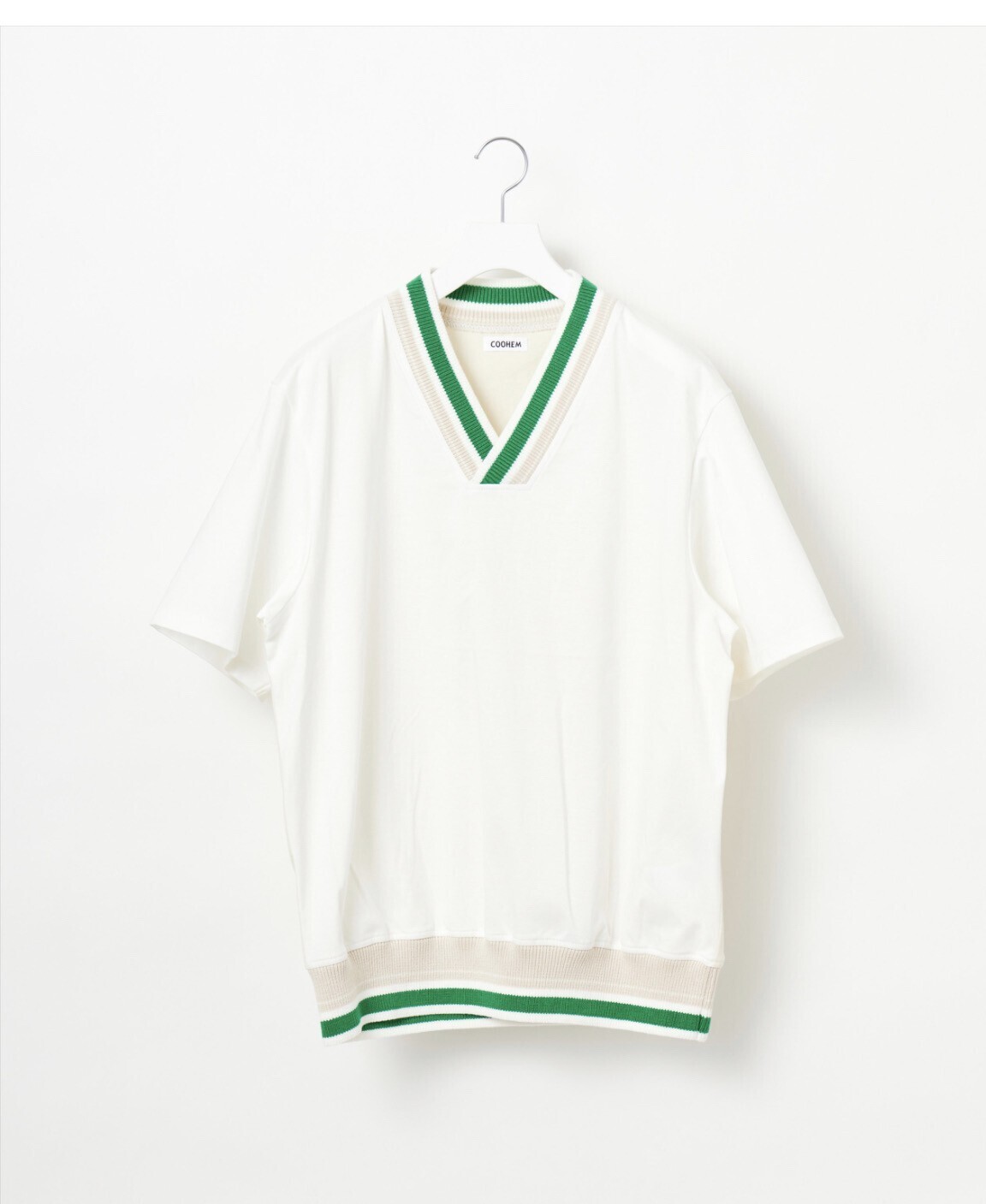 COOHEM RIB KNIT COMBI T-SHIRT