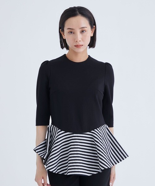 BORDERS at BALCONY ROUND PEPLUM HALF SLEEVE TOP
