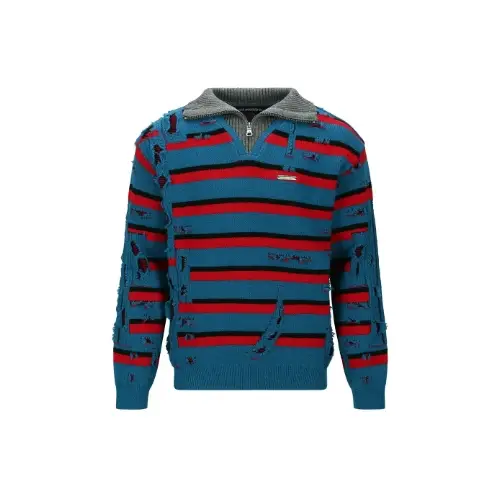 Andersson Bell STRIPE JACQUARD HALF ZIP-UP SWEATER