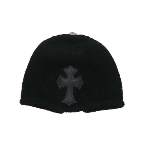 Chrome Hearts レザークロスパッチクロスボール付カシミヤビーニー