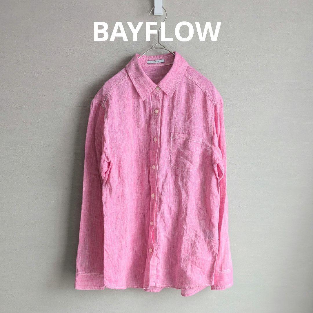 BAYFLOW リネン100% ピンクシャツ