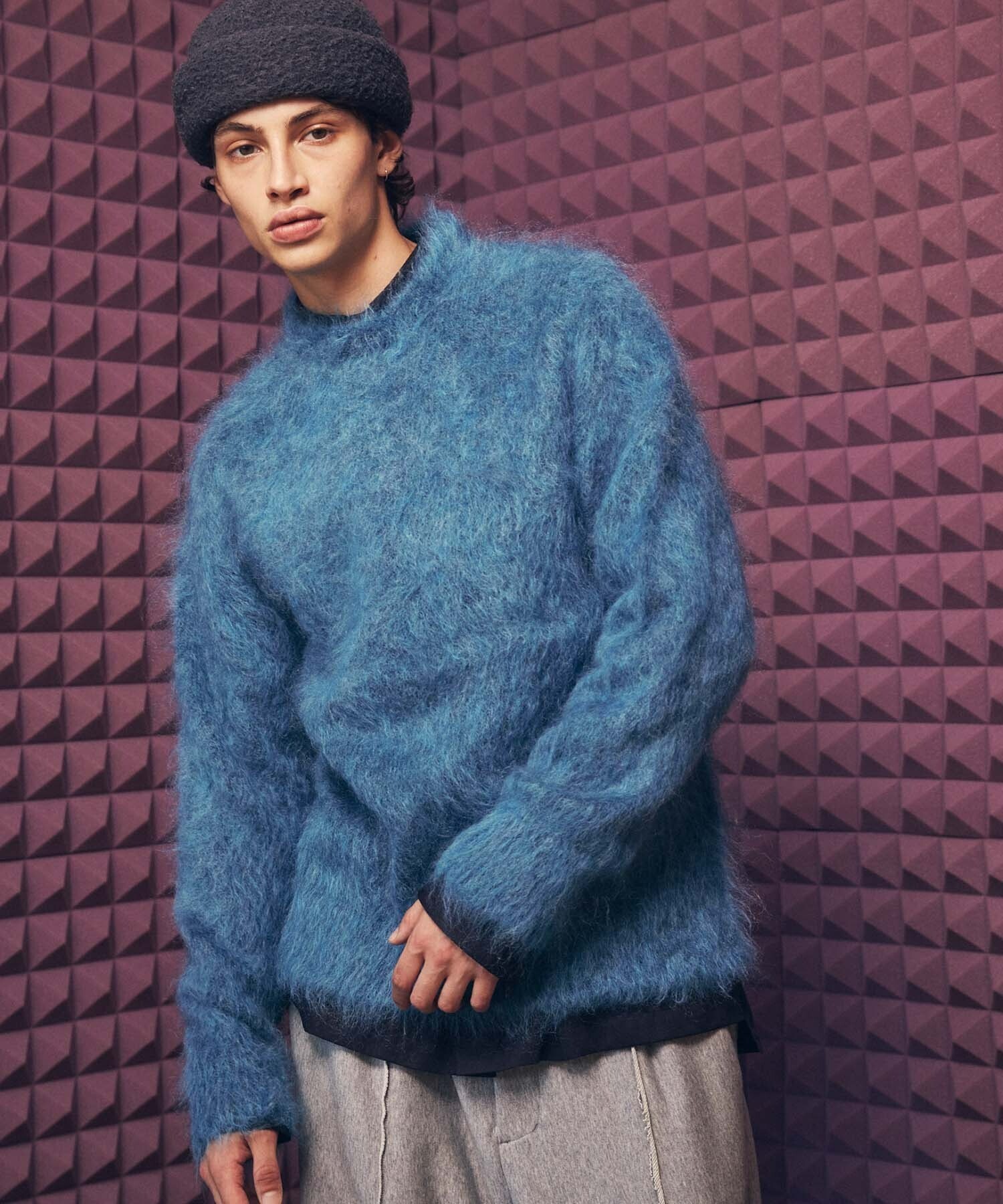 MAISON SPECIAL 《UNISEX》イジアスーパーブラッシュドキッドモヘアプライムオーバークルーネックニットプルオーバー