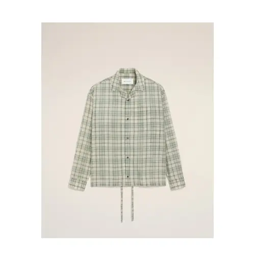AMI Paris グリーン チェック コットン ボクシー シャツ