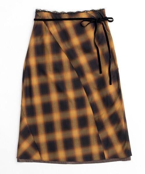 MAISON SPECIAL Checkered Bias Seam Midi Skirt
