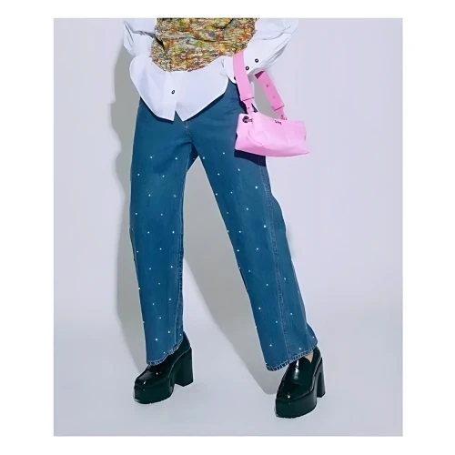 MAISON SPECIAL Rhinestone Pearl Denim Pants