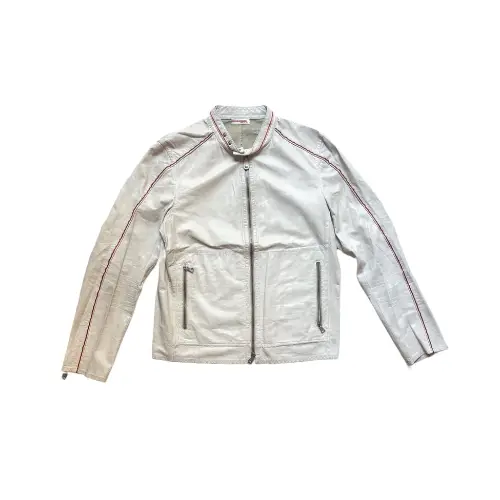 PRADA White Leather Moto Jacket