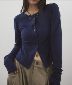 HANNE シアーリブカーディガン
