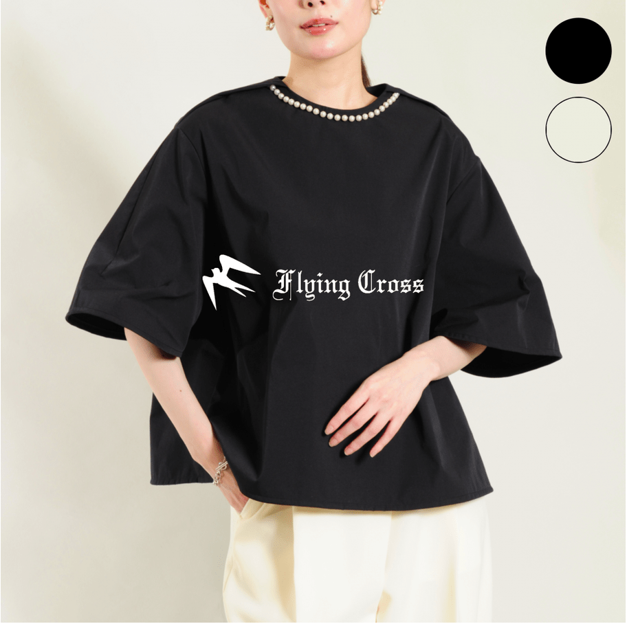 FlyingCross ネックパールブレードブラウス