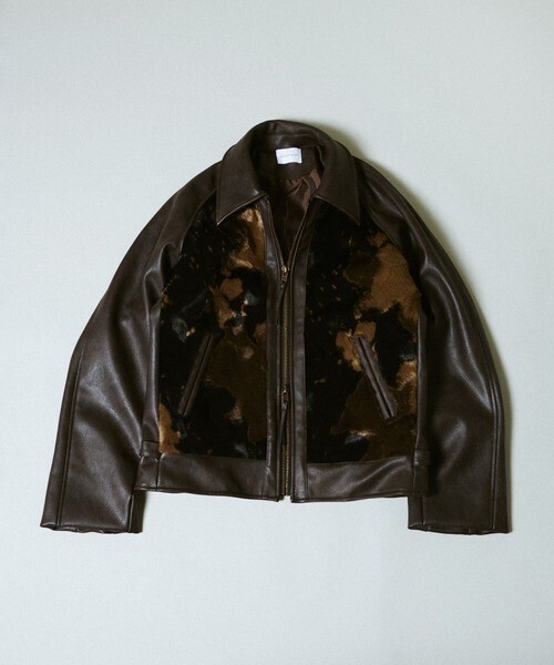 Camphor wood faux haircalf leather jacket / フェイクハラコレザージャケット