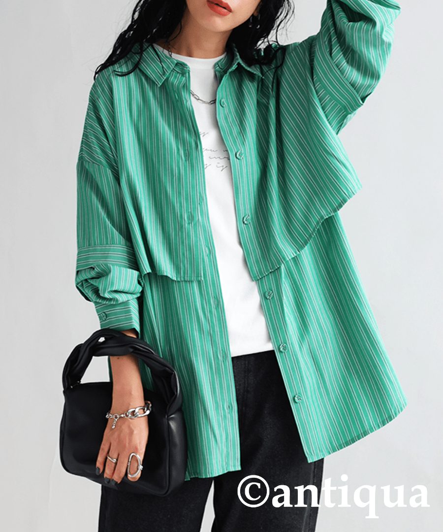 antiqua 3way シャツ レディース トップス 半袖 長袖・pk-00940