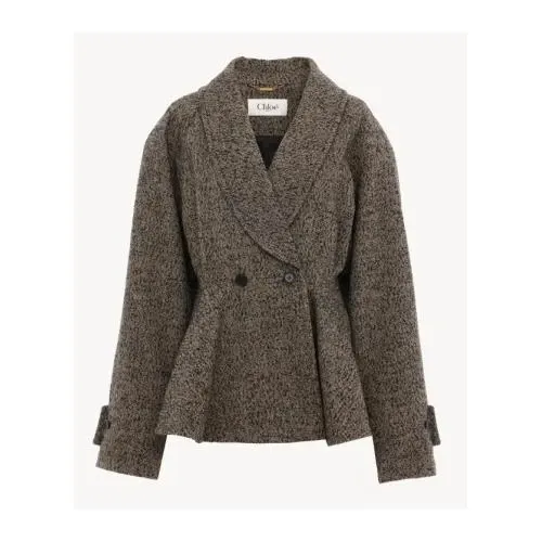 Chloé Short riding coat in chevron wool
