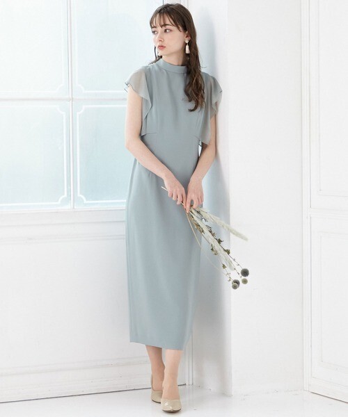 Aimer ラッフルスリーブタイトパーティードレス