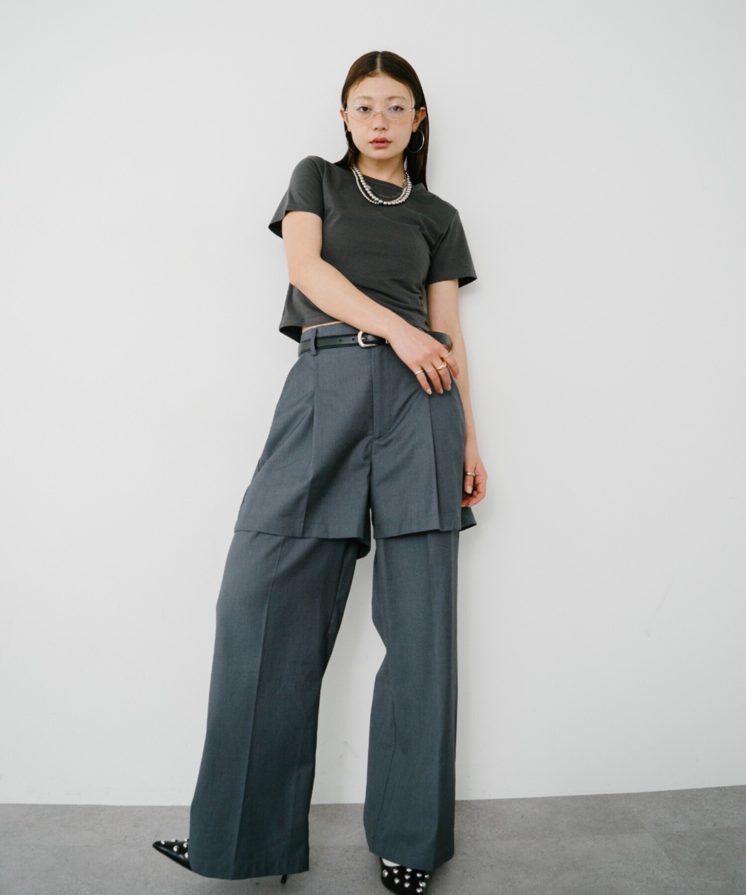 HANNE 【Mikako collaboration】レイヤードタックパンツ