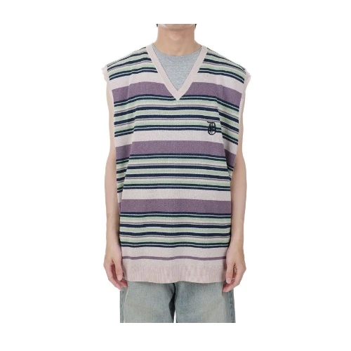 DAIRIKU Oversized Lame Knit Vest(23SS K-7)-Pink Border-