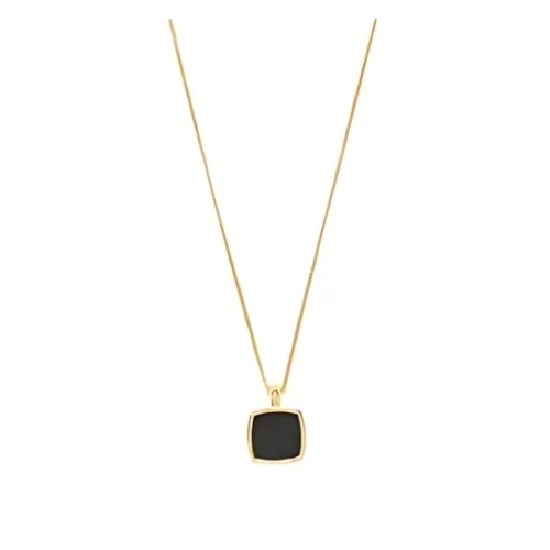 TOM WOOD Cushion Pendant Onyx Gold
