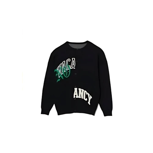 TAIN DOUBLE PUSH NO VACANCY KNIT CREW NECK CARDIGAN