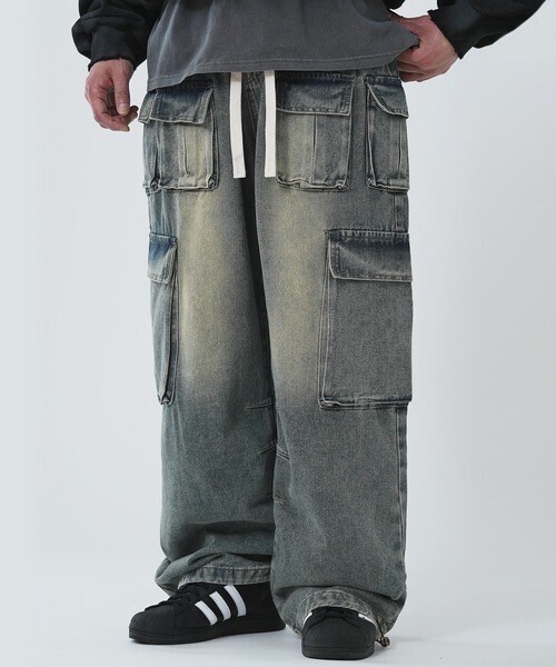 improves デニム ワイド カーゴパンツ