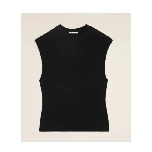 AMI Paris ブラックジャージー ノースリーブ フィットトップス