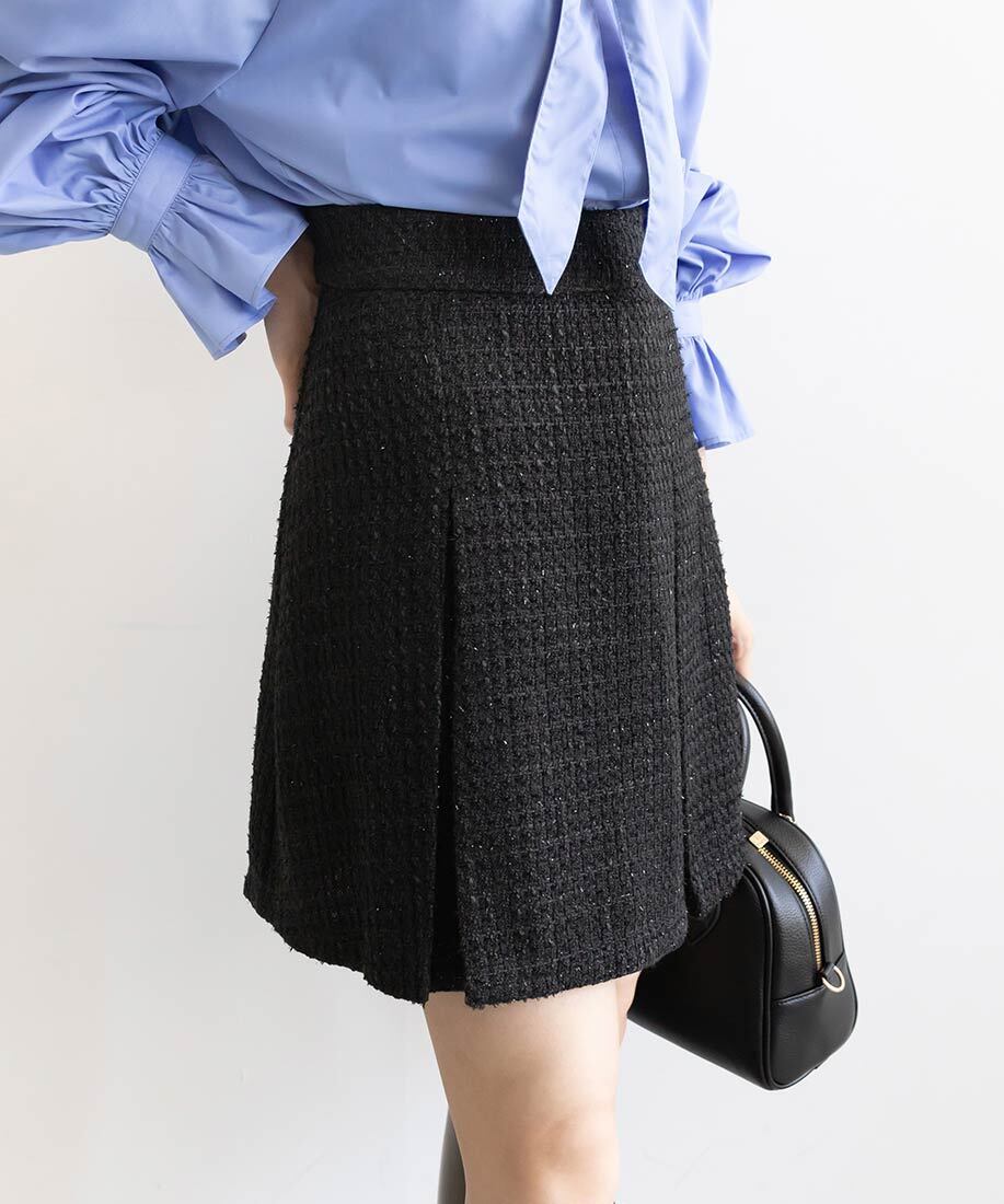 RANDA Slightly glittery tweed mini skirt shorts
