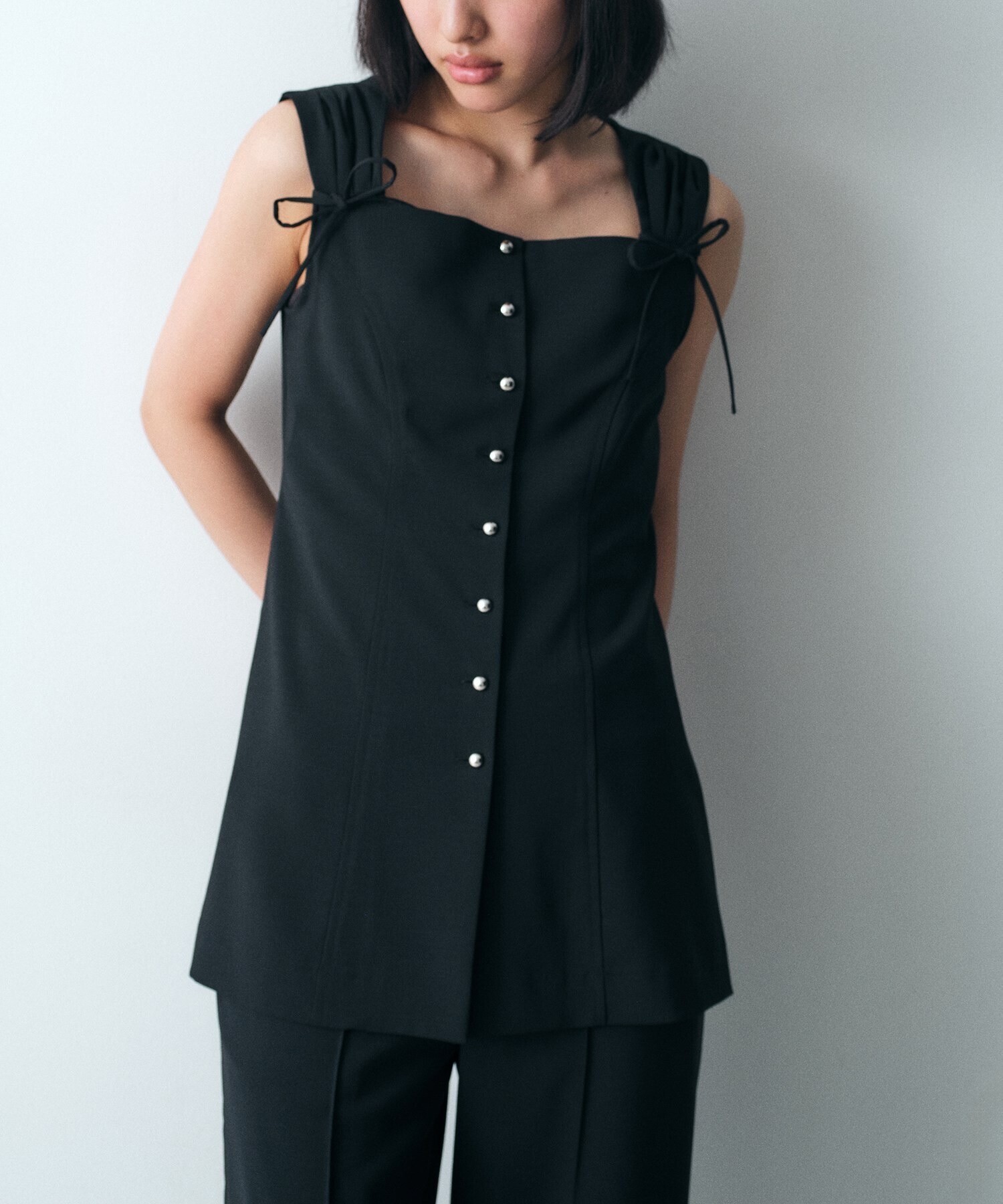 CODE A french twill long vest