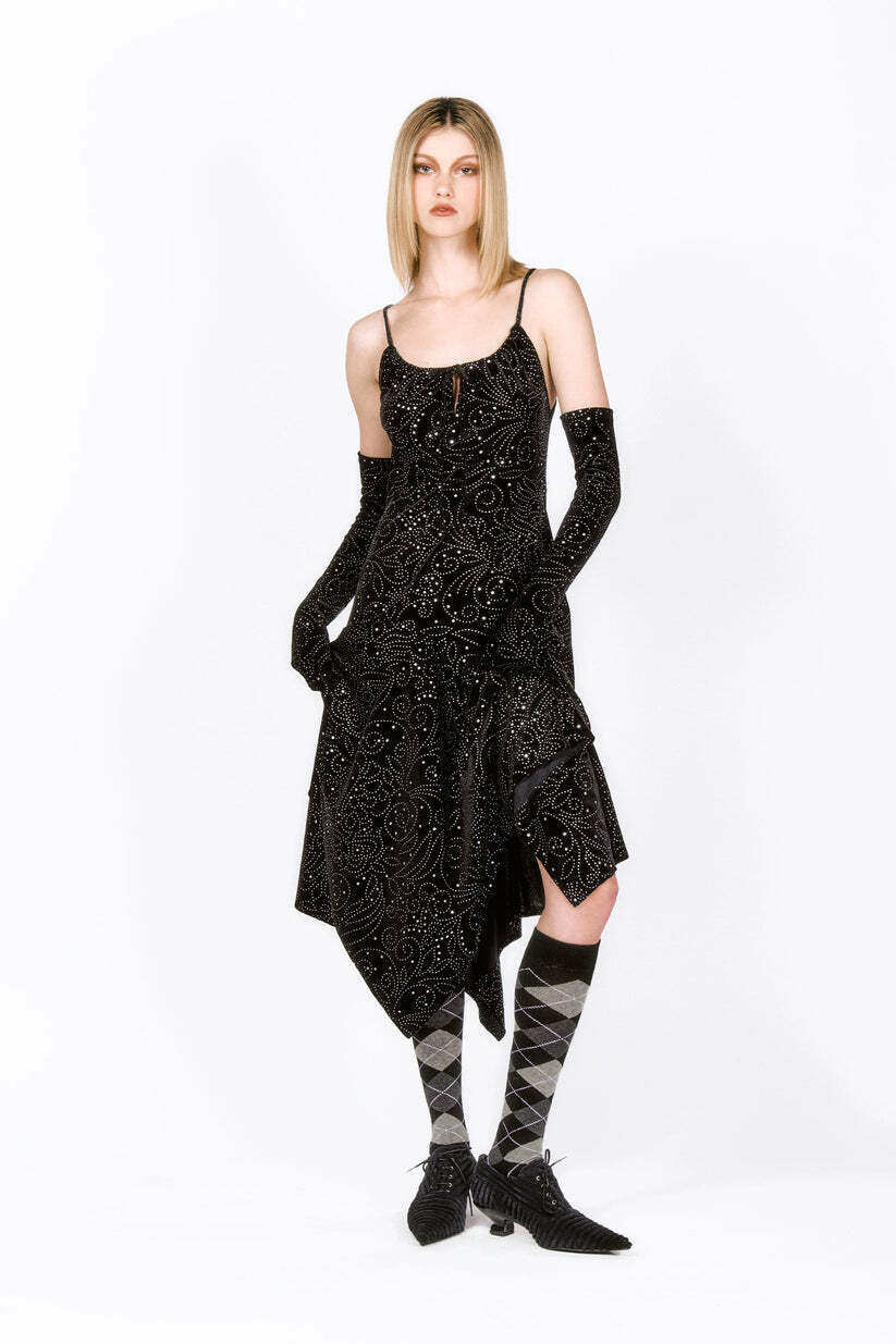 ANNA SUI Jubilee Velvet Godet Dress