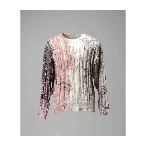 MAISON SPECIAL Wall Art Print Damaged Knit Pullover