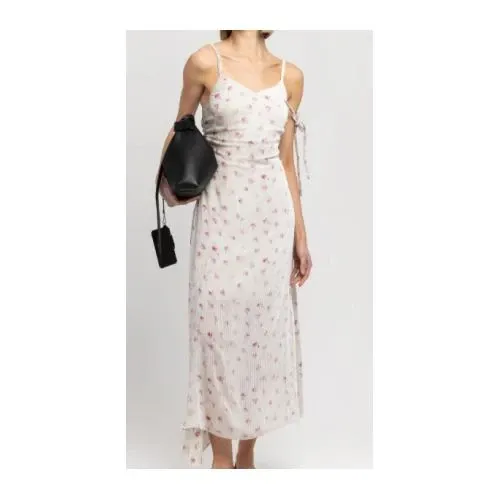 Off-White rose velvet flower print long slip dress