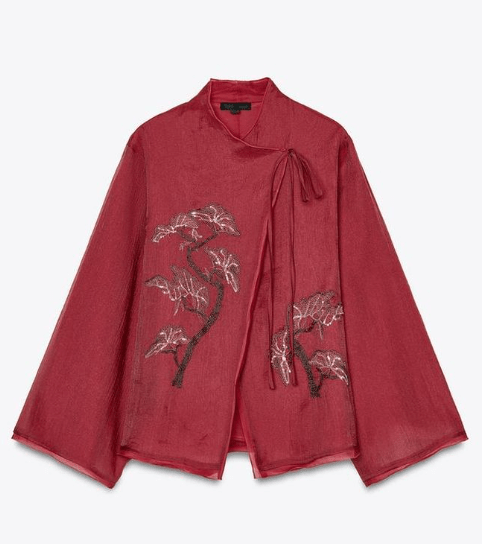 ZARA KIMONO GASA BORDADOS ABALORIOS