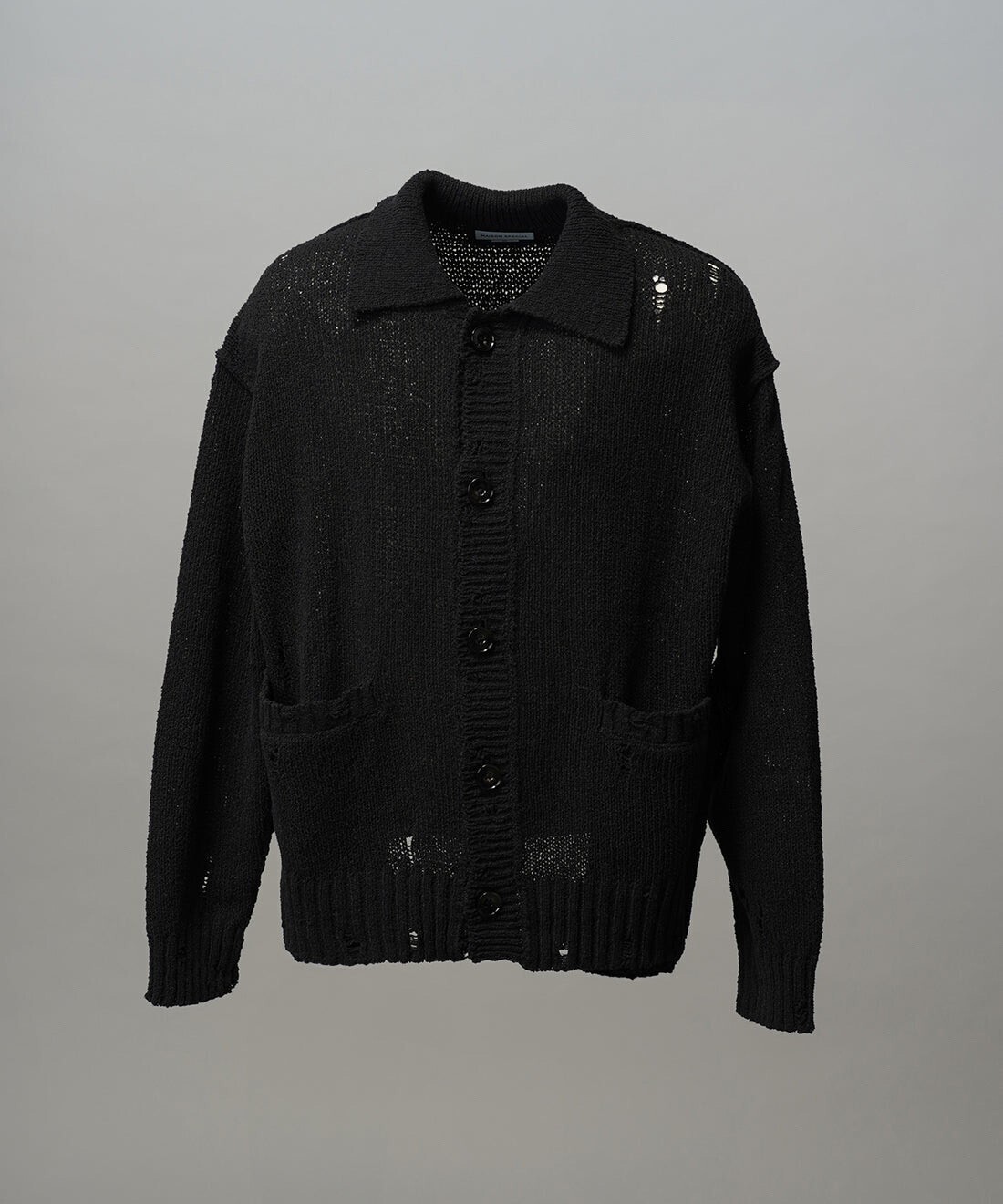 MAISON SPECIAL Prime-Over Distressed Knit Collared Cardigan
