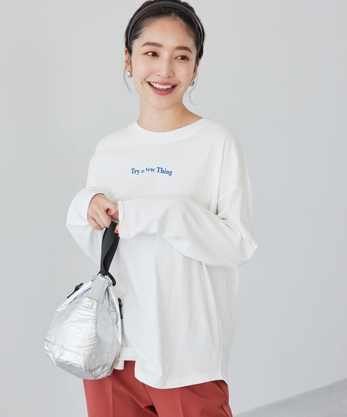 ViS 【洗濯機可】ゆったり着られる、デザイングラフィックプリントアソートロングTシャツ