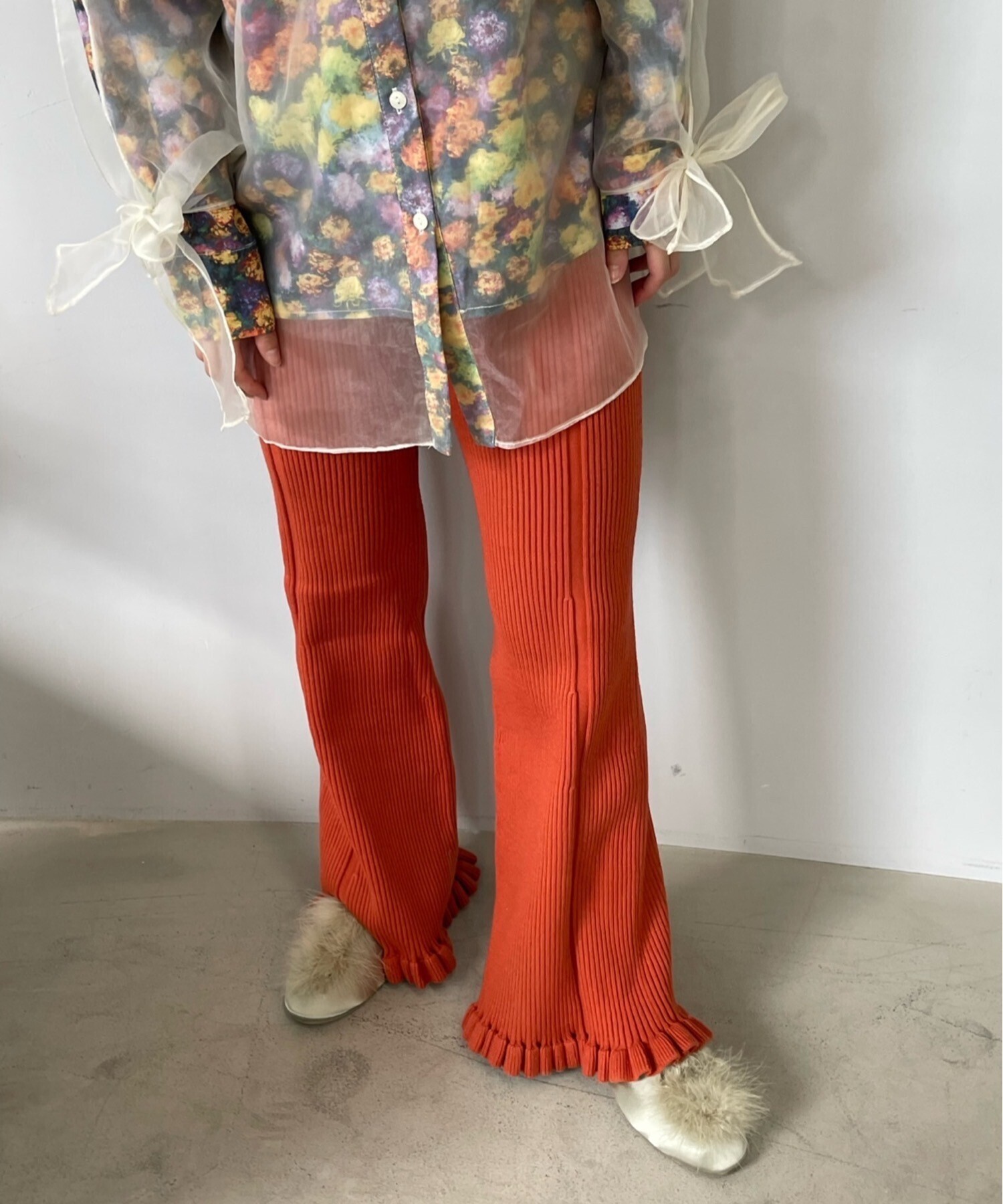 SANSeLF Se ボリュームフリル リブパンツ