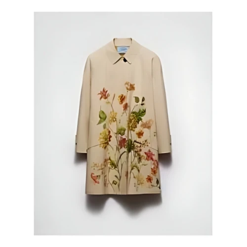 PRADA Printed cotton single-breasted coat