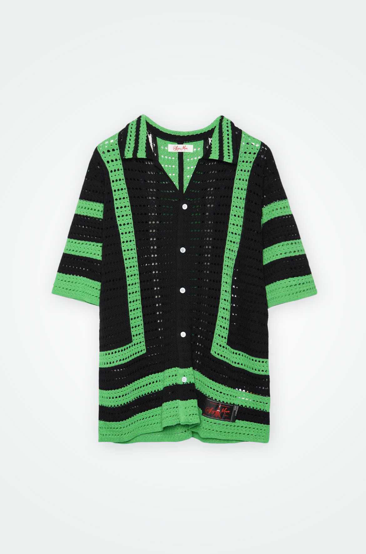 SYUMAN. Crochet line Knit shirts