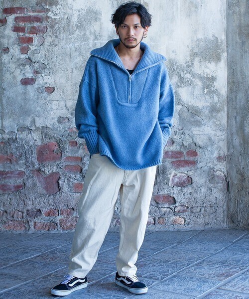 CavariA モヘアタッチBIGハーフジップ