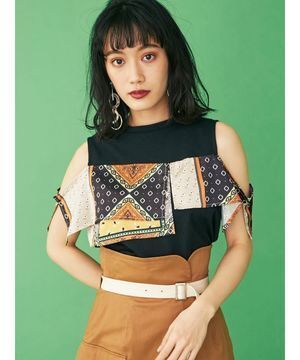 MURUA ドッキングオフショルダートップス