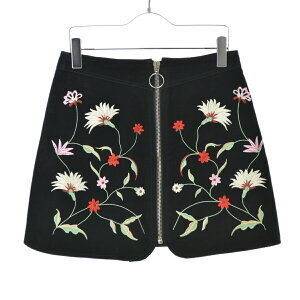 ZARA フラワー刺繍レザースカート