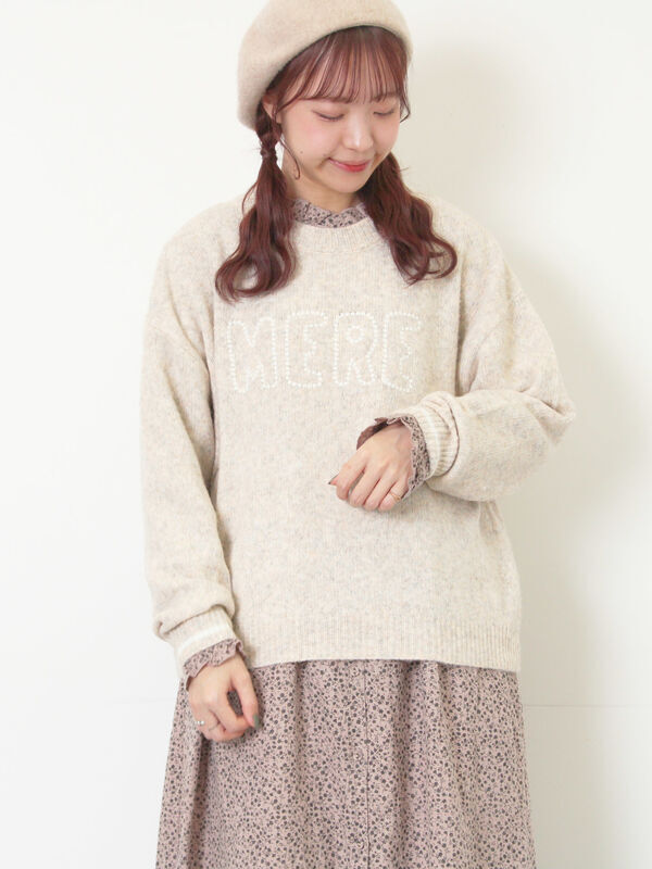 Samansa Mos2 ロゴ刺繍プルオーバーニット