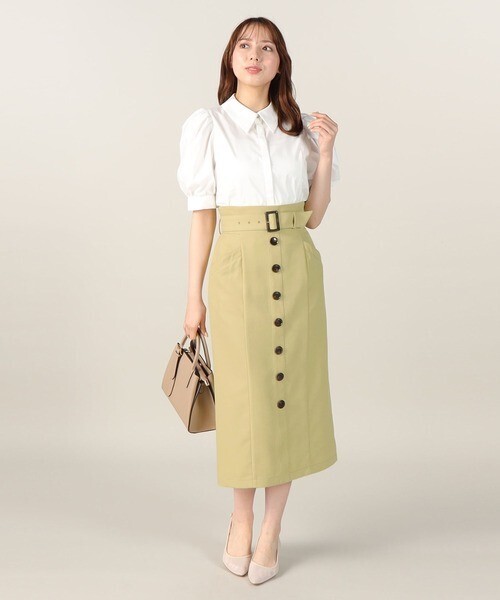 LAISSE PASSE フロントボタンタイトスカート