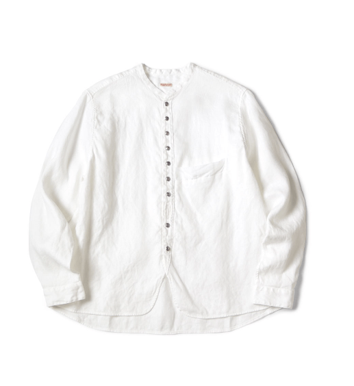 KAPITAL ガーゼリネンヘリンボン スタンドペニーシャツ