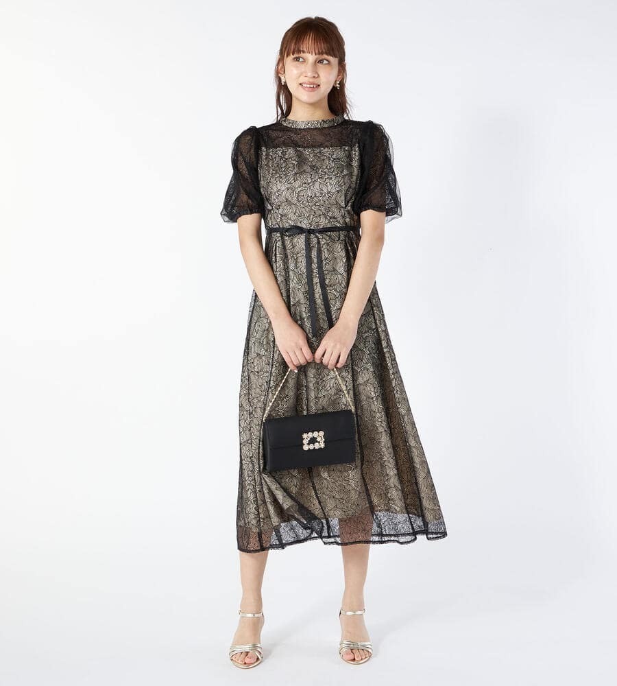LAISSE PASSE 《お呼ばれドレス》タックレースドレス