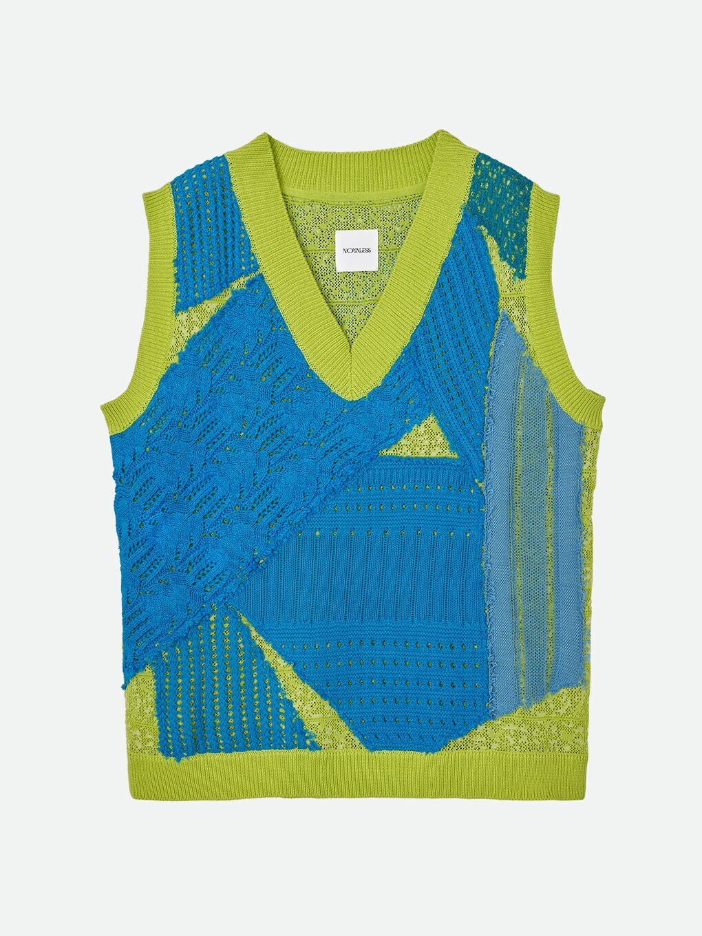 NOUNLESS PATCHWORK V NECK KNIT VEST