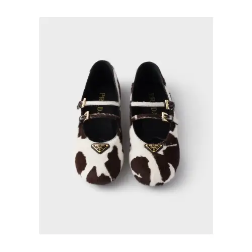 PRADA プリント入り レザー バレリーナ