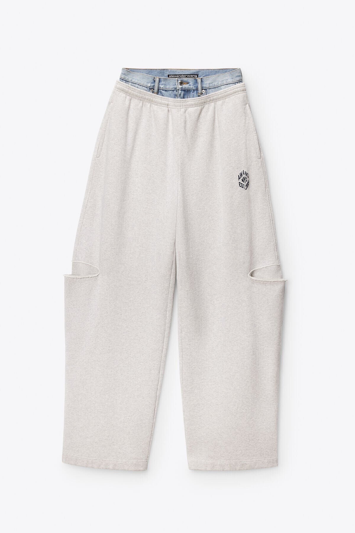 Alexander Wang DENIM WAISTBAND SLASHED SWEATPANT