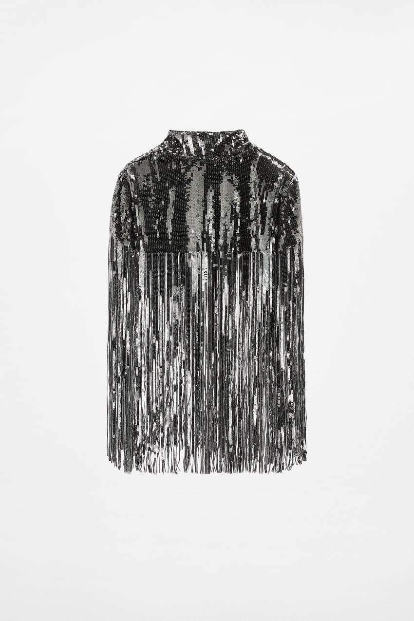 ZARA ショート スパンコールケープレット
